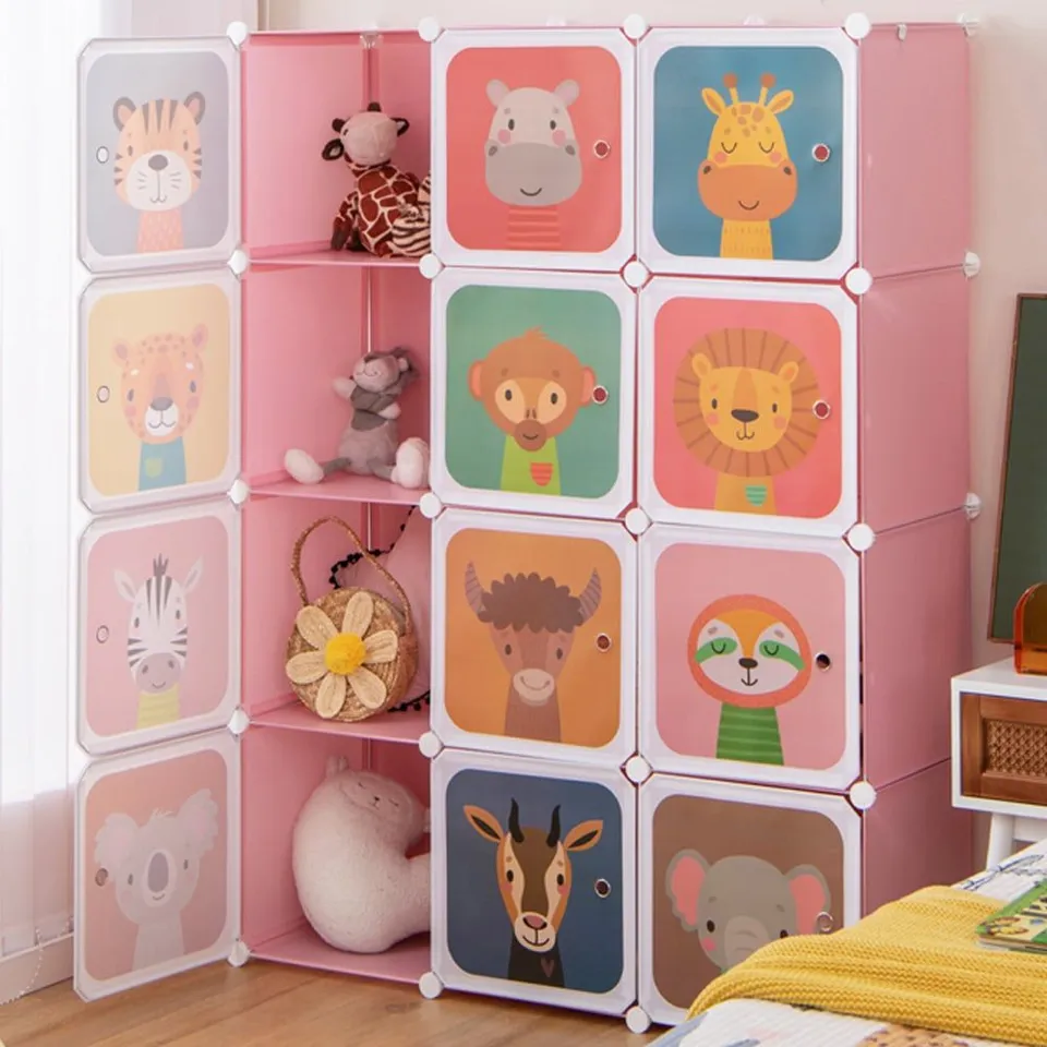 BOXED COSTWAY 12 CUBE PINK KIDS PORTABLE WARDROBE