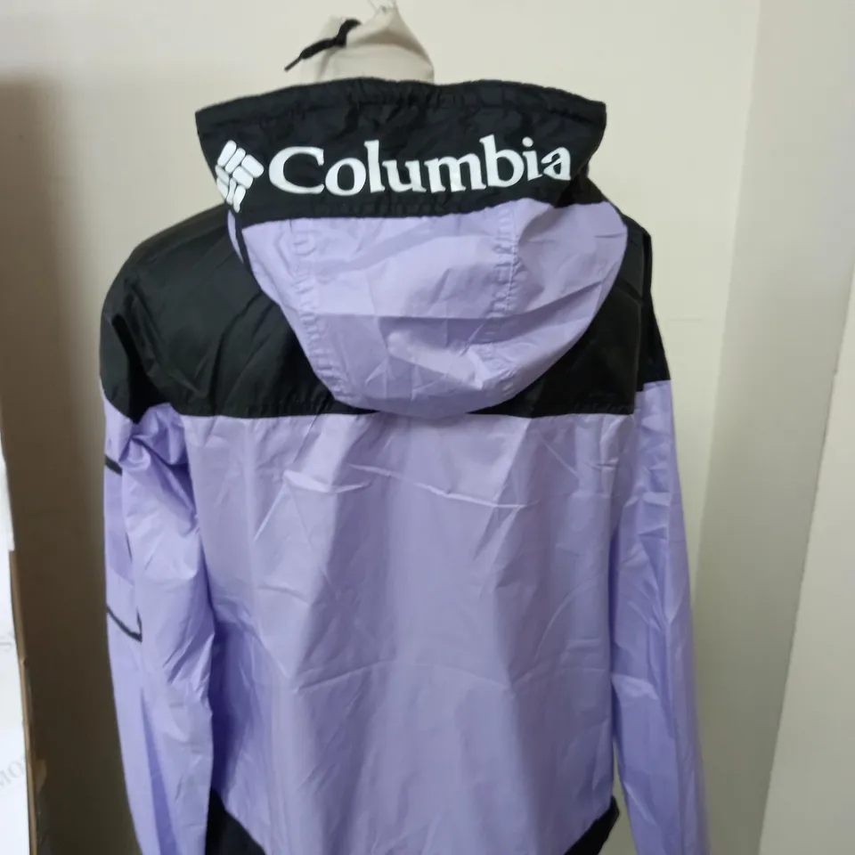 COLUMBIA PURPLE/BLACK LARGE RAINPROOF KANGAROO COAT 