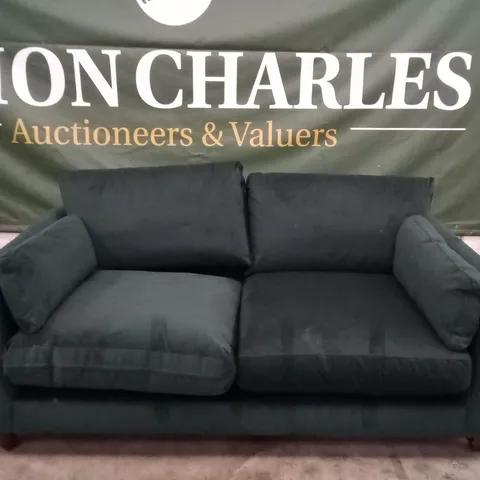 QUALITY THE LOUNGE CO DESIGNER 2 SEATER SOFA - DARK GREEN FABRIC