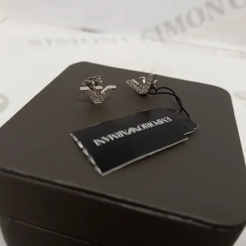 EMPORIO ARMANI-STYLE LOGO STUD EARRINGS