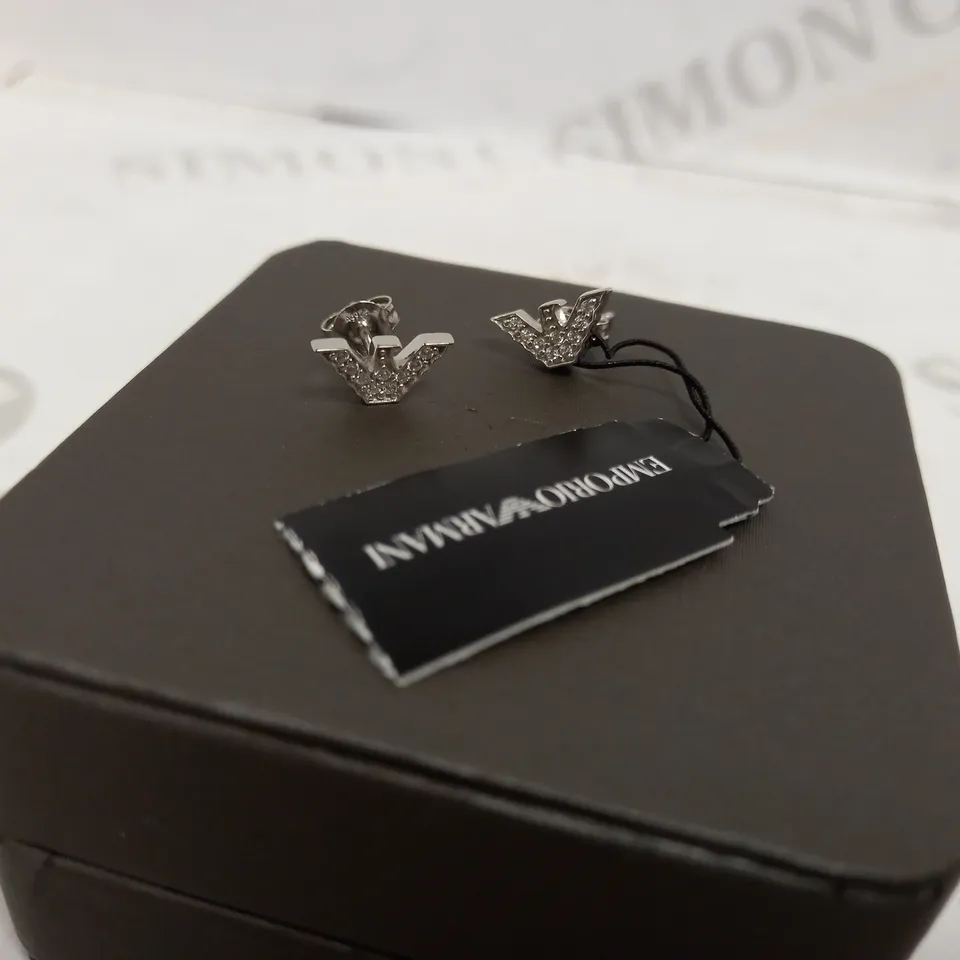 EMPORIO ARMANI-STYLE LOGO STUD EARRINGS
