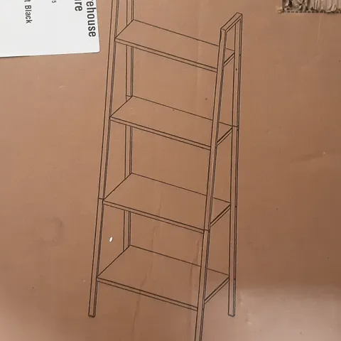 BOXED LADDER SHELVING UNIT IN BLACK - H148 X W60 X D35CM