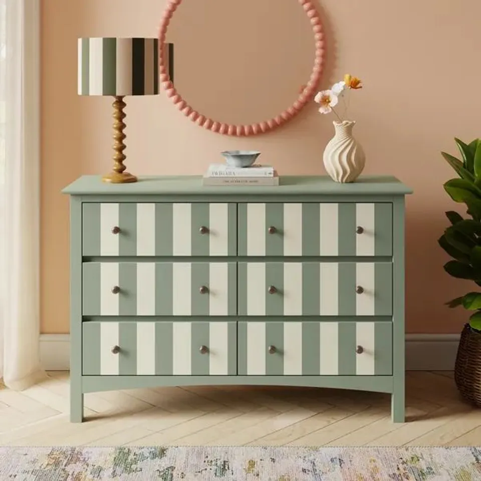 BOXED BEATRICE 6 DRAWER CHEST - SAGE (GREEN) (1 BOX)