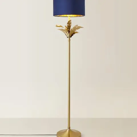 BOXED VALUE LIGHTS CHRISTINA FLOOR LAMP W NAVY RENI VELVET METALLIC INNER SHADE - BRUSHED GOLD/NAVY (2 BOXES)