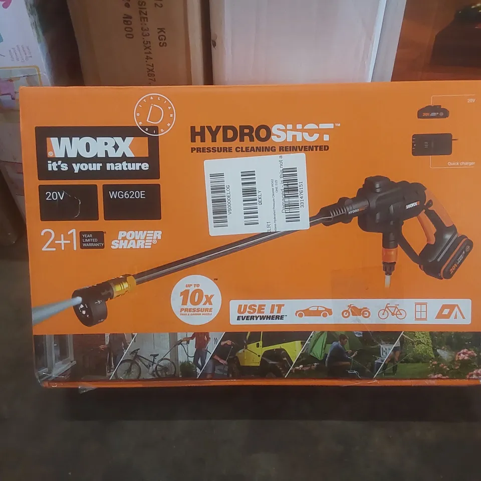 BOXED WORX CORDLESS HYDROSHOT PRESSURE CLEANER WG62 RRP £149.99