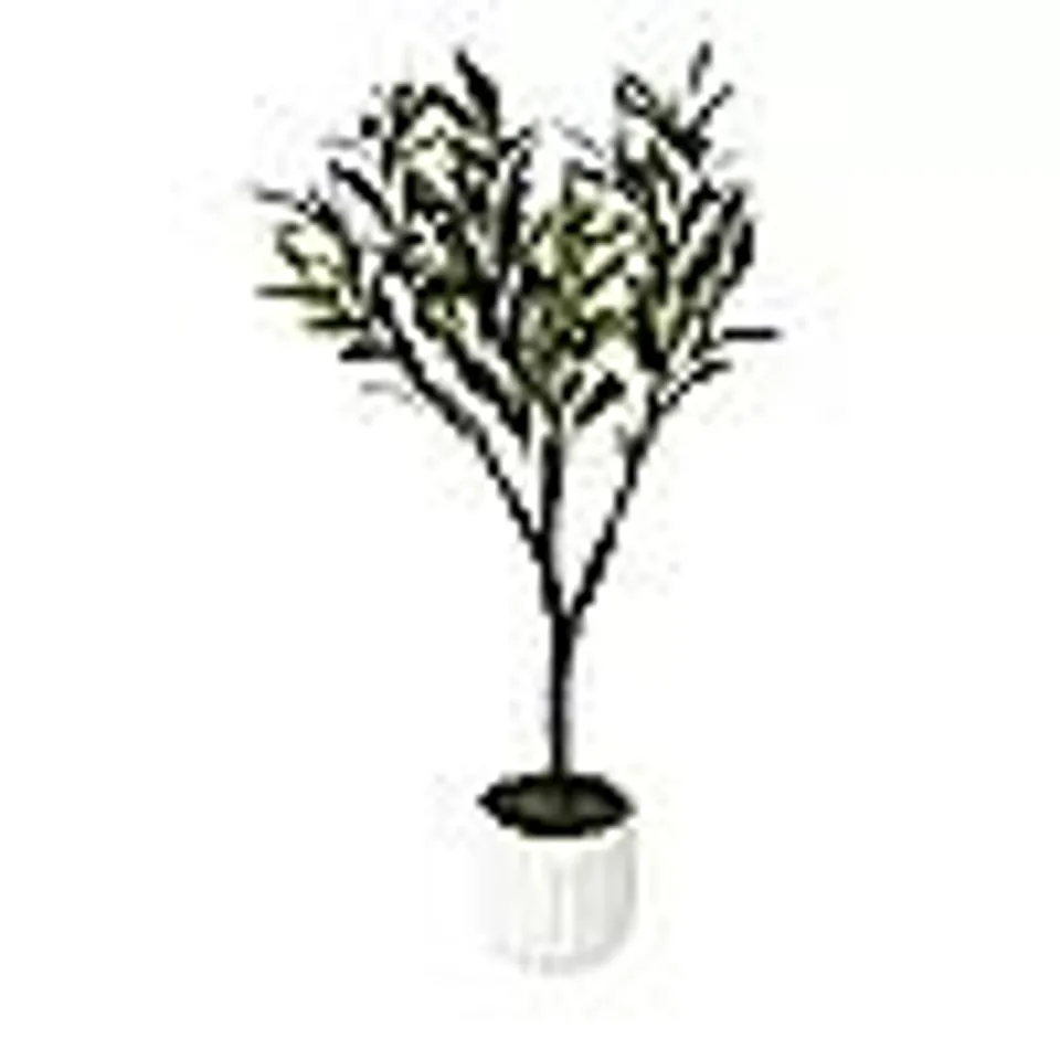 HOME STORIES PRE LIT POTTED FAUX OLIVE TREE WITH LED LIGHTS