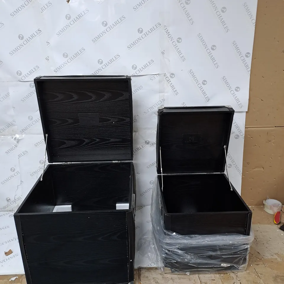 UNBOXED KELLY HOPPEN SET OF NESTING STORAGE BOXES - BLACK - COLLECTION ONLY 