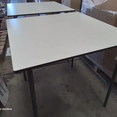 TWO SQUARE METAL FRAMED TABLES