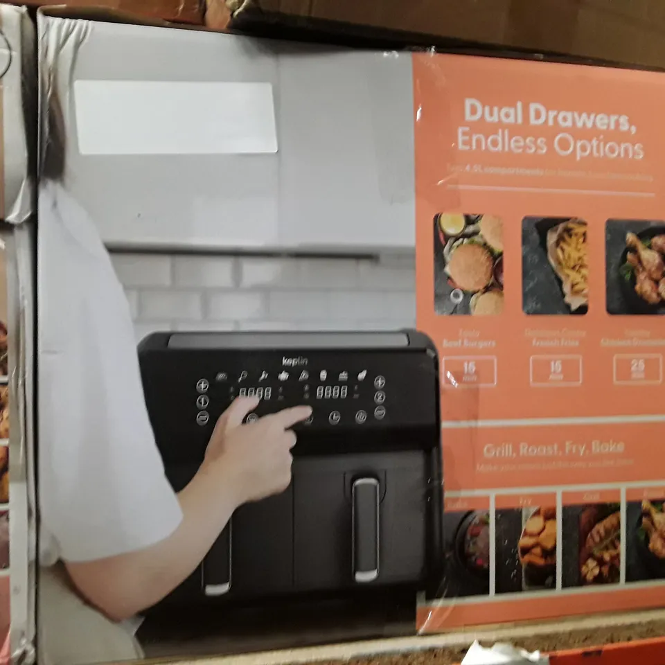 BOXED KEPLIN AIR FRYER WITH DUAL COOKING ZONES BLACK COLOUR