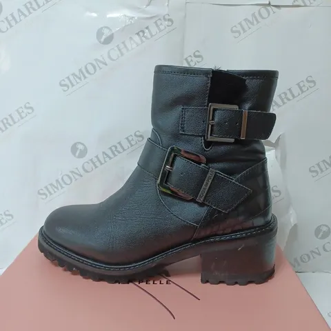 BOXED MODA IN PELLE CORNELIA BIKER BOOTS, BLACK - SIZE 5