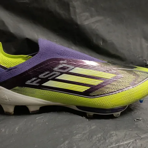 PAIR OF ADIDAS F50+ FOOTBALL BOOTS IN PURPLE/LIME SIZE UK 6.5