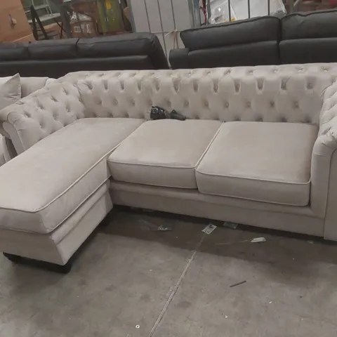 QUALITY DESIGNER VELVET UPHOLSTERED CHESTERFIELD CORNER SOFA