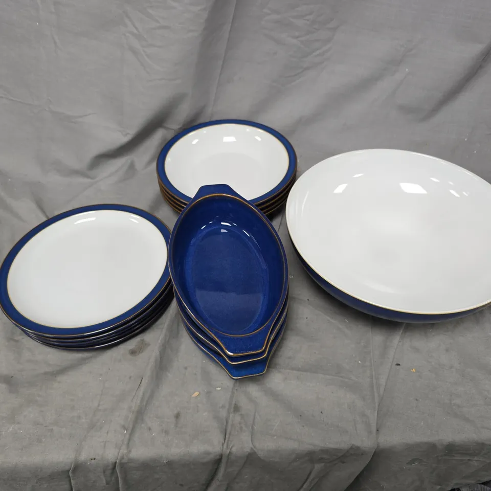 BLUE-RIM WHITE DINNERWARE SET -