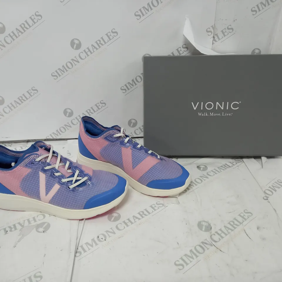 VIONIC SIZE 7 SPORT SHOES BOXED BLUE/PINK 