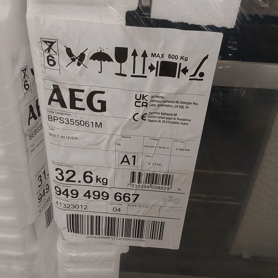 AEG 6000 BPS355061M BUILT-IN ELECTRIC SELF CLEANING SINGLE OVEN WITH STEAM FUNCTION, STAINLESS STEEL RRP £584