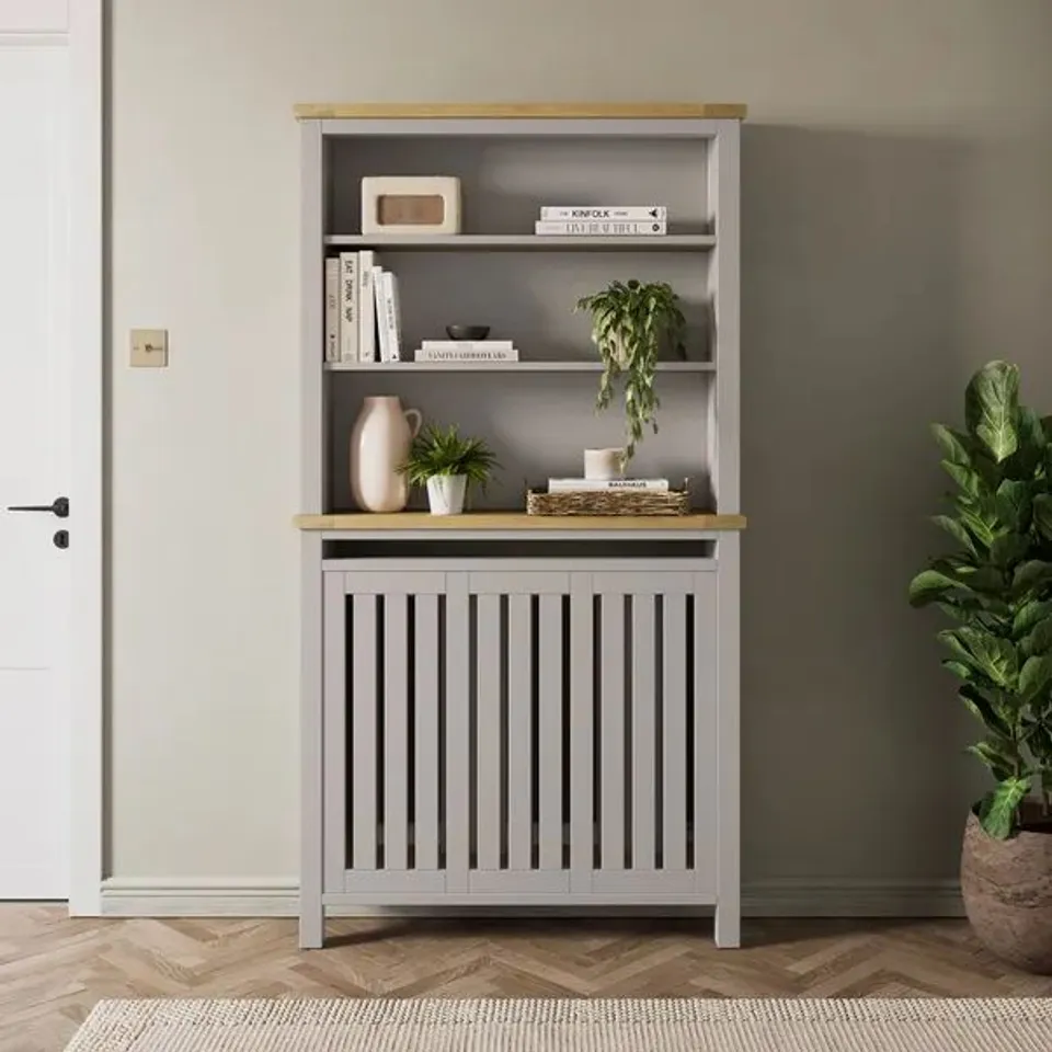 BOXED OLNEY BOOKCASE RADIATOR COVER, STONE (1 BOX)