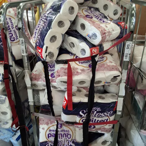CAGE CONTAINING ASSORTED TOILET TISSUE, KITCHEN ROLL & BLUE PAPER ROLLS