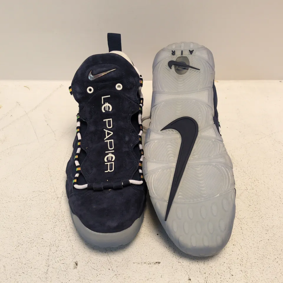 NIKE NAVY SUEDE SNEAKERS WITH LE PAPIER BRANDING – CHUNKY SOLE (UK 9)