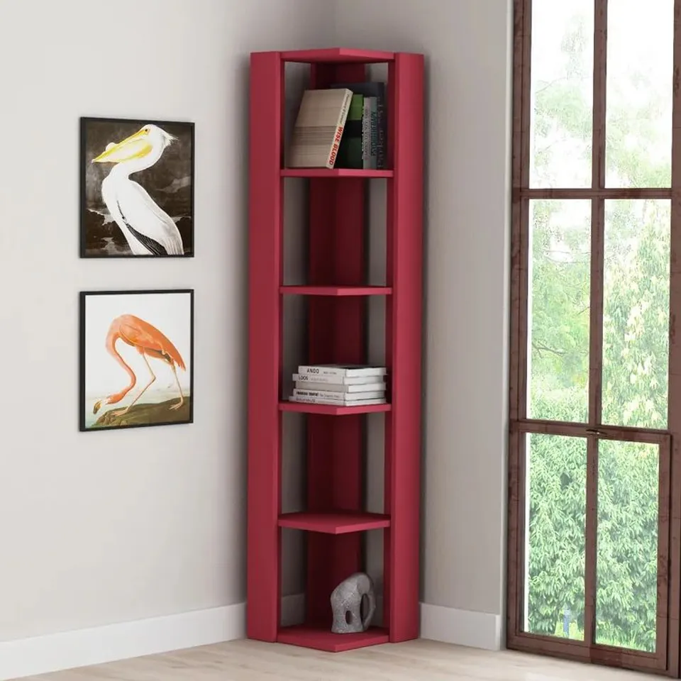 BOXED NATI CORNER BOOKCASE BURGUNDY (1 BOX)