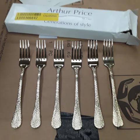 BOXED ARTHUR PRICE SET OF GOLD 6 FORKS 