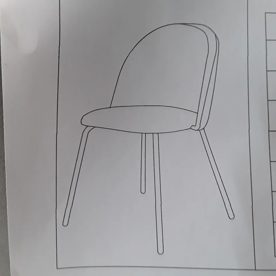 BOXED SET OF 2 GREY VELVET DINING CHAIRS