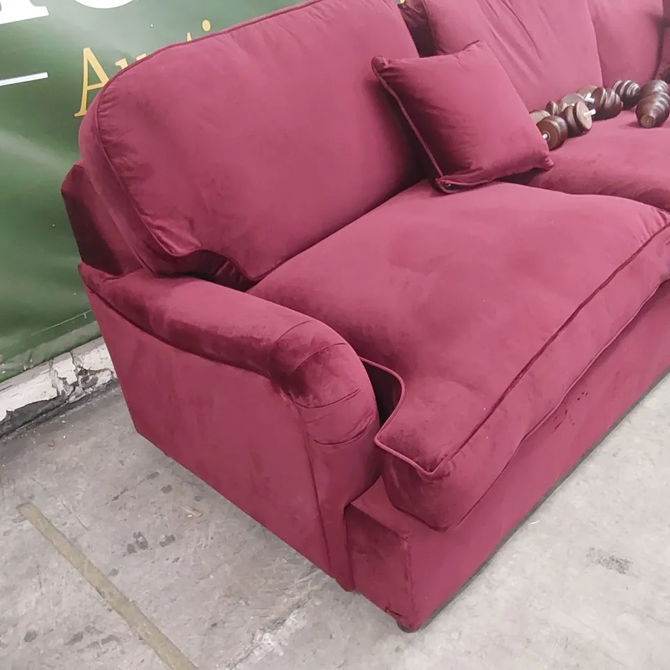 QUALITY DESIGNER RED VELVET CORNER SOFA BED