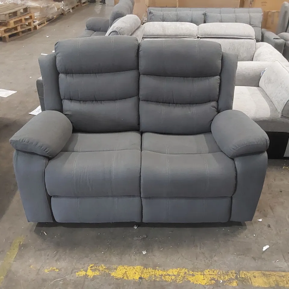 QUALITY DESIGNER FABRIC UPHOLSTERED MANUAL RECLINING SOFA