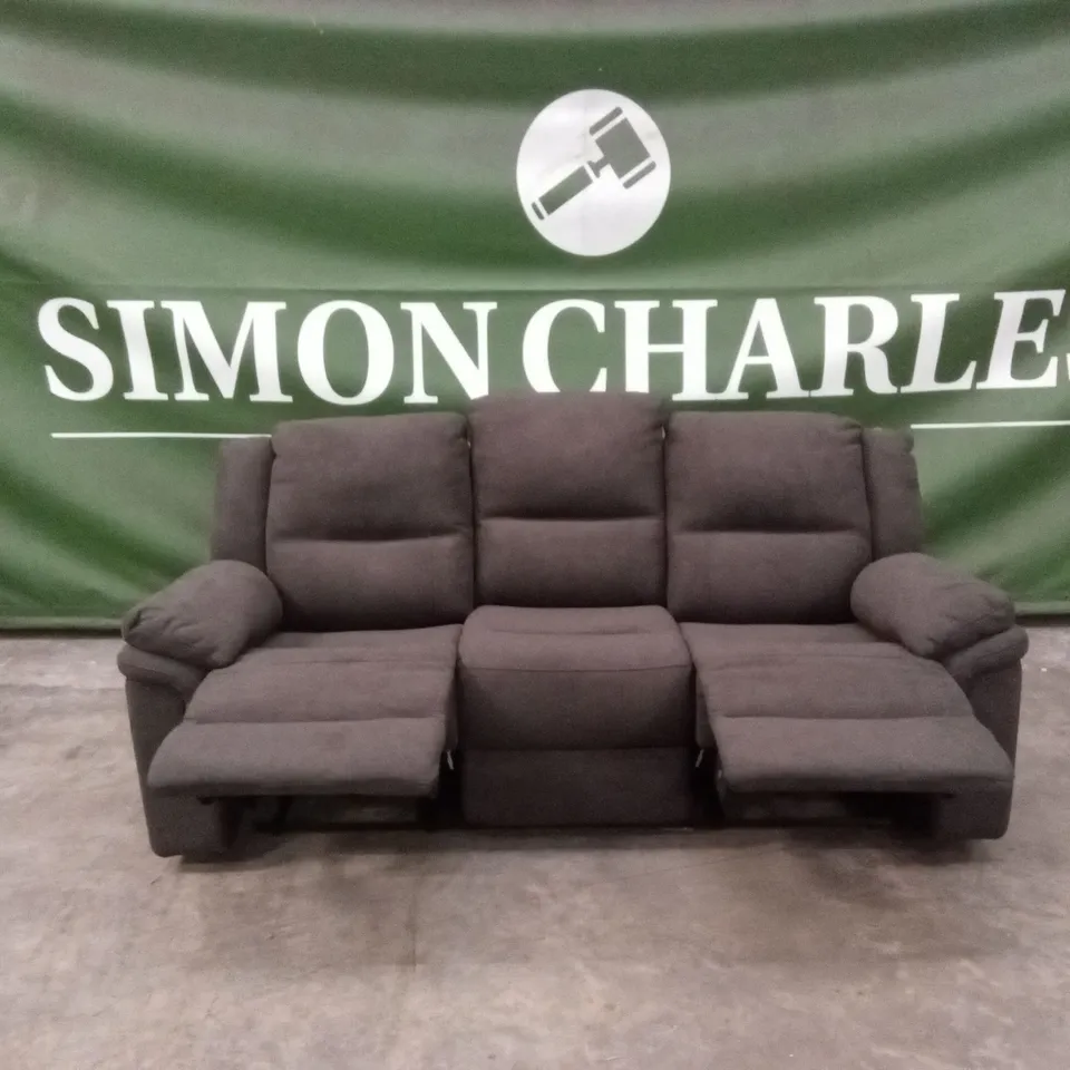 ALBION FABRIC 3 SEATER HIGH BACK MANUAL RECLINER SOFA - CHARCOAL RRP £749