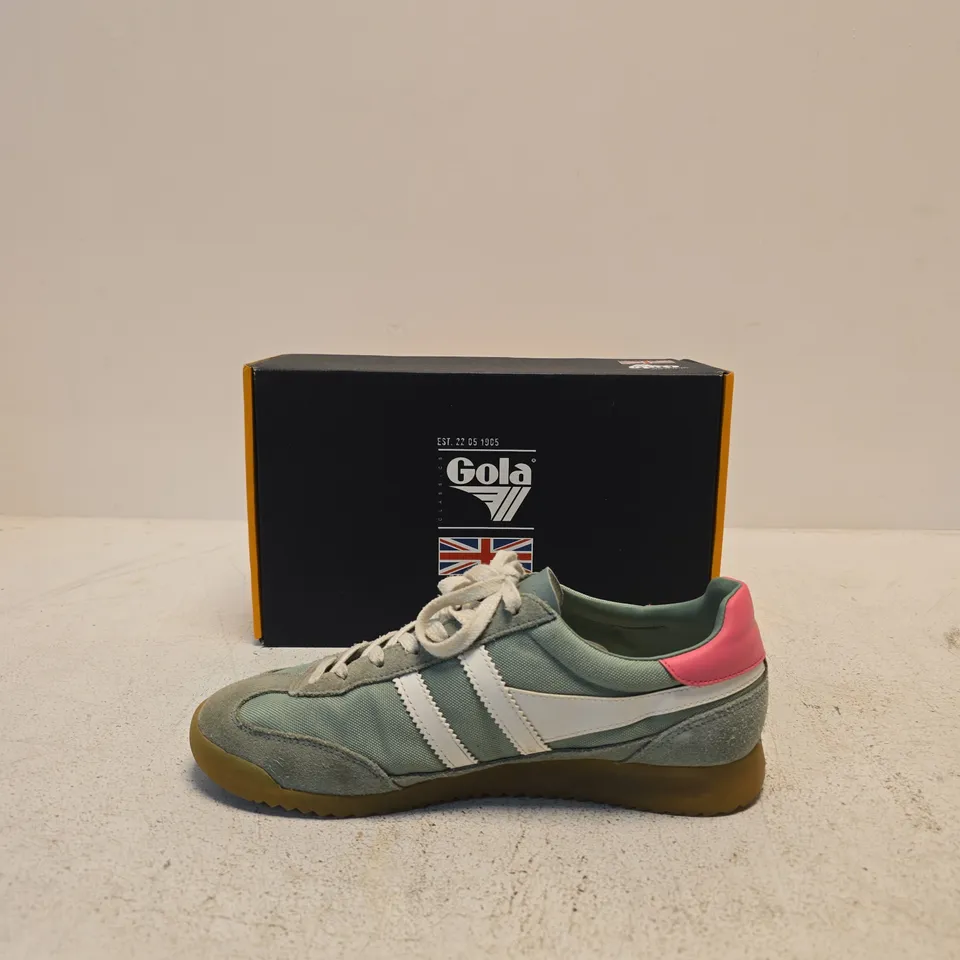 GOLA TORNADO TRAINERS GREEN MIST/OFF WHITE/FLURO PINK – UK 8 (EU 41)