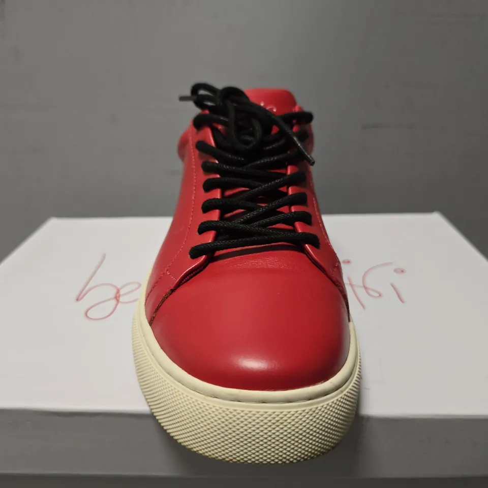 BEN DE LISI LACE UP PEBBLE LEATHER TRAINER RED SIZE 6