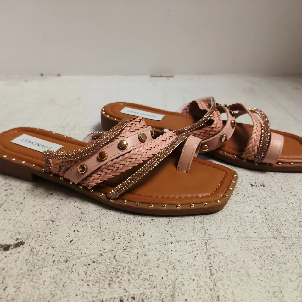 BOXED PAIR OF LEMONADE SANDALS IN PINK W. JEWEL DETAIL SIZE EU 38