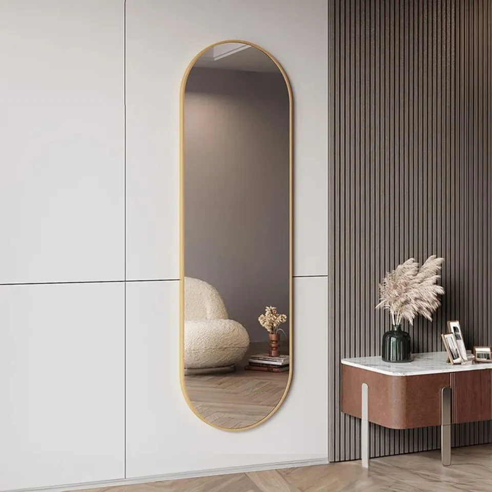 BOXED LOTTIE OVAL METAL FRAMED WALL MOUNTED FULL LENGTH MIRROR