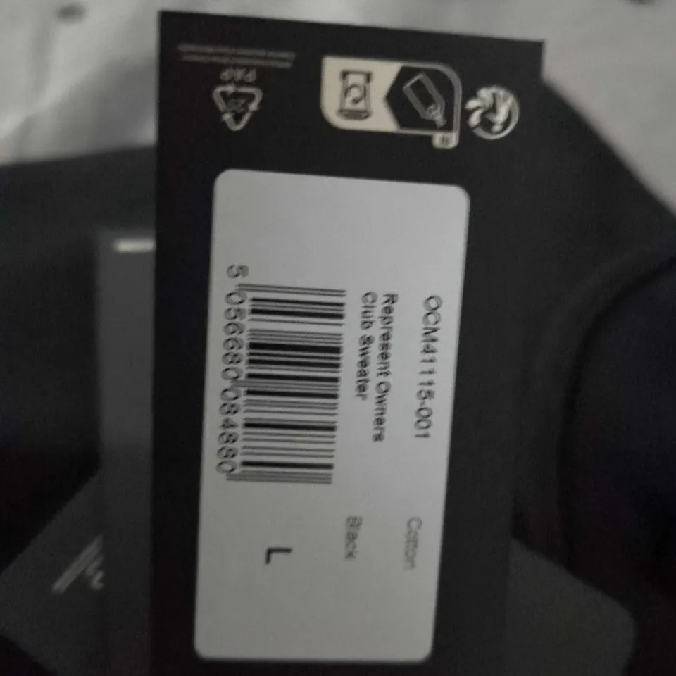 REPRESENT BLACK CREWNECK SWEATSHIRT – LARGE (L) – WITH TAGS