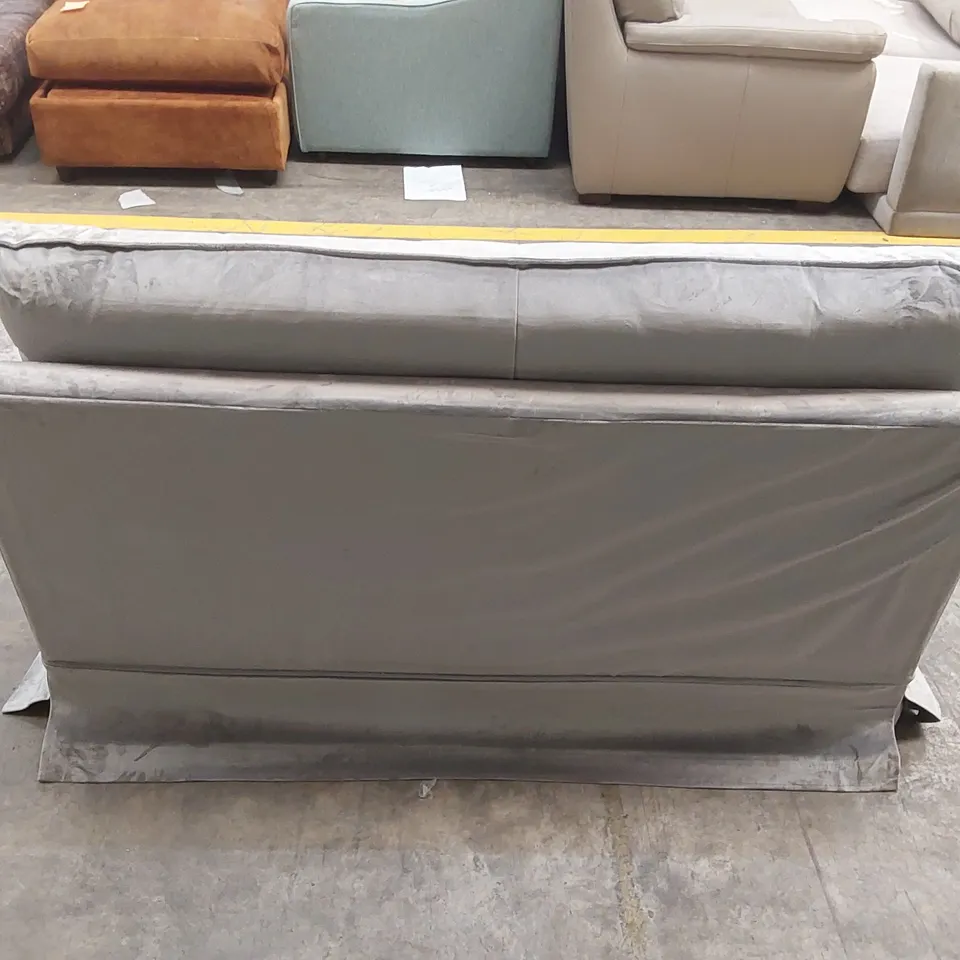 QUALITY DESIGNER 2 SEATER GREY VELVET SOFA 