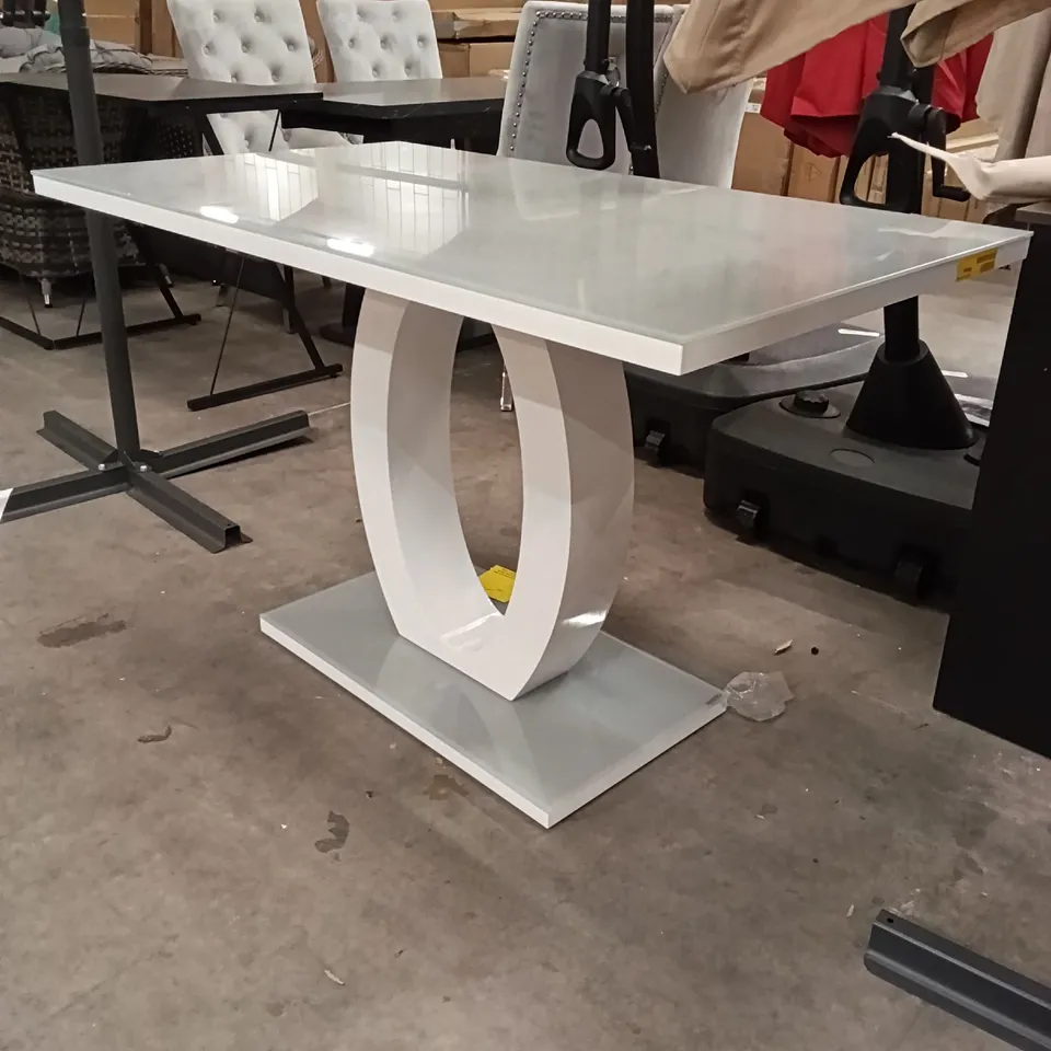GIOVANI MODERN HIGH GLOSS AND GLASS DINING TABLE - WHITE/GREY 