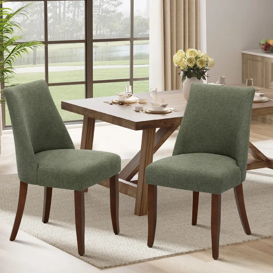 BOXED PARSONS UPHOLSTERED DINING CHAIR SOLID WOOD SIDE CHAIR (1 BOX)