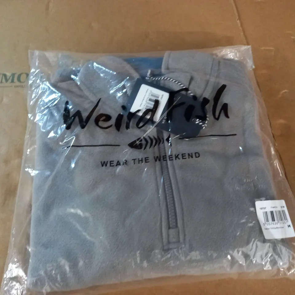 BAGGED WEIRDFISH HUDSON 1/4 ZIP MICRO FLEECE IN GREY - M