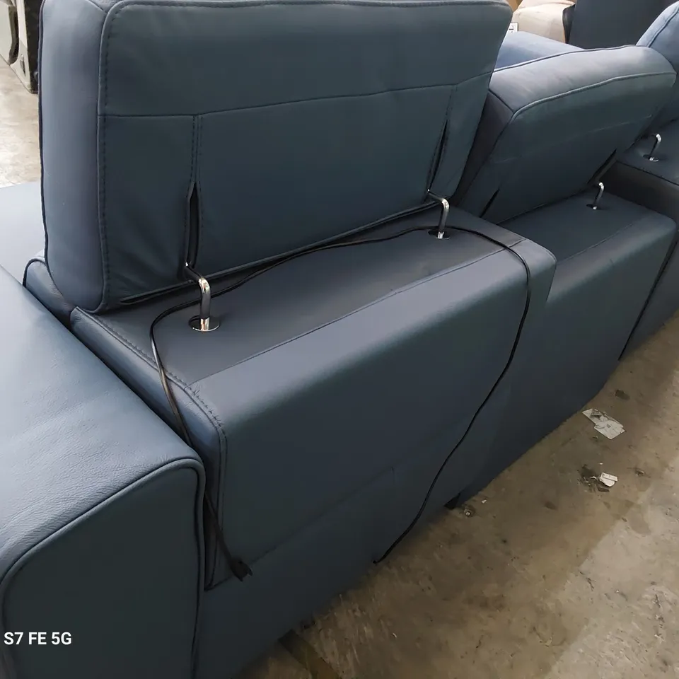 QUALITY ITALIAN DESIGNER ASHLEY LH FACING CHAISE SOFA WITH POWER RECLINING END SOFA TITANIUM LEATHER