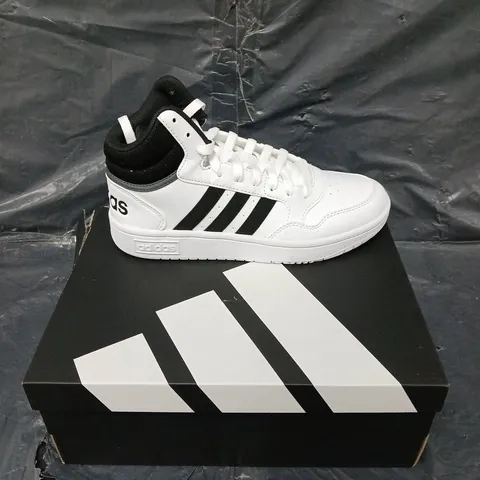 BOXED PAIR OF ADIDAS HOOPS 3.0 MID UK 5