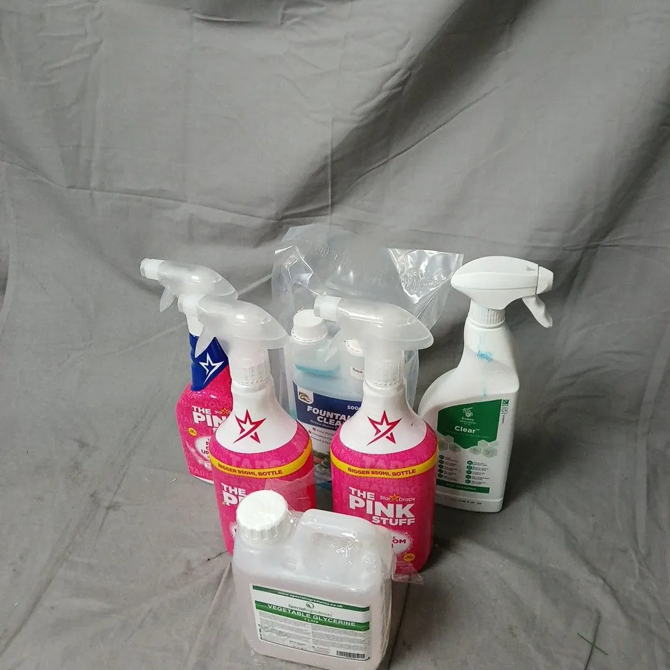 THE PINK STUFF CLEANING SPRAY BOTTLES – ASSORTED HOUSEHOLD CLEANERS (SET OF 6)