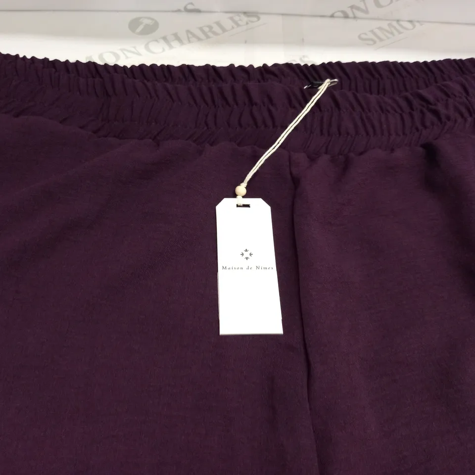 MAISON DE NIMES WIDE LEG TROUSERS IN PLUM - L