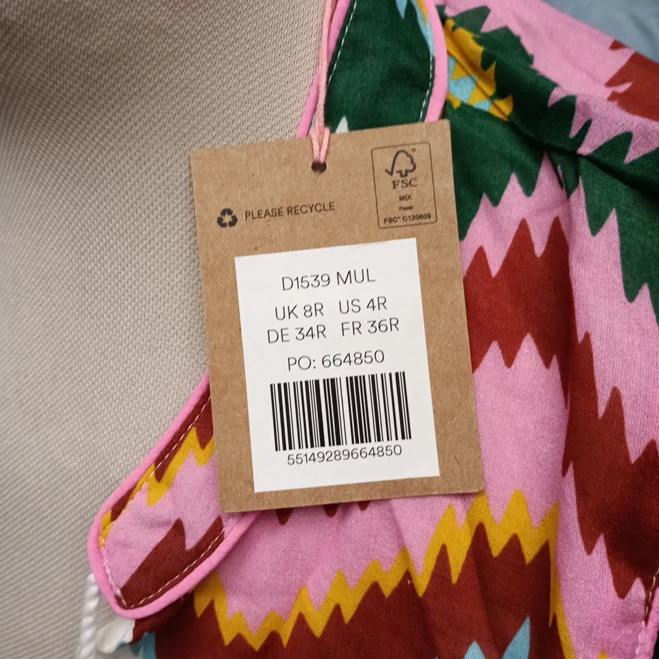 BODEN D1539 MUL ZIGZAG PRINT DRESS – UK 8R (US 4R, DE 34R, FR 36R) – MULTI-COLOUR