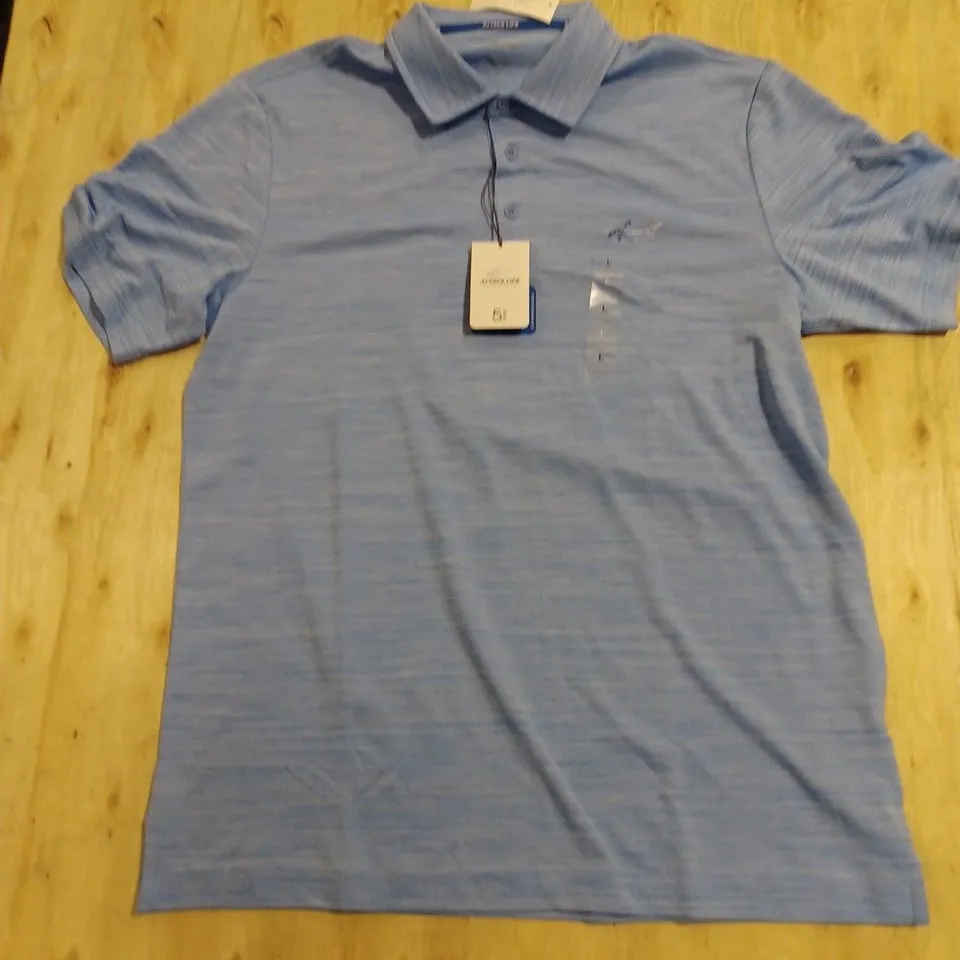 ATTACK LIFE GREG NORMAN COLLARED SHIRT ON SKY BLUE STRIPES - LARGE