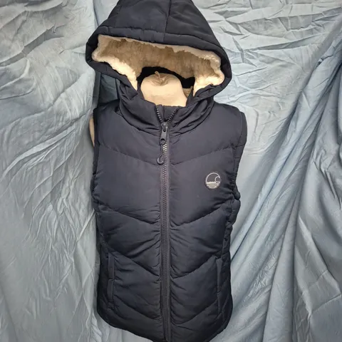 SOULCAL & CO NAVY PADDED HOODED BODYWARMER WITH FAUX FUR LINING β UK 12