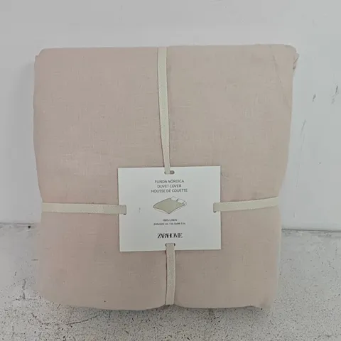 ZARA HOME 100% LINEN DUVET COVER SET – PINK, 240X220 CM