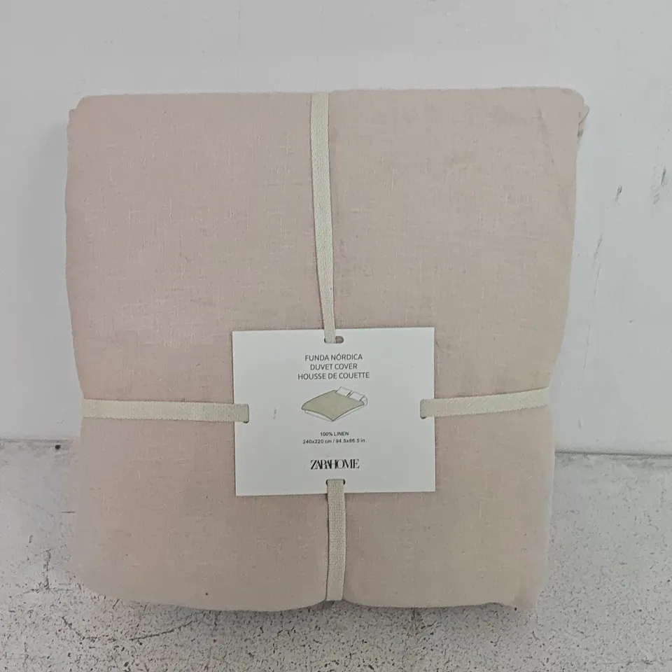 ZARA HOME 100% LINEN DUVET COVER SET – PINK, 240X220 CM