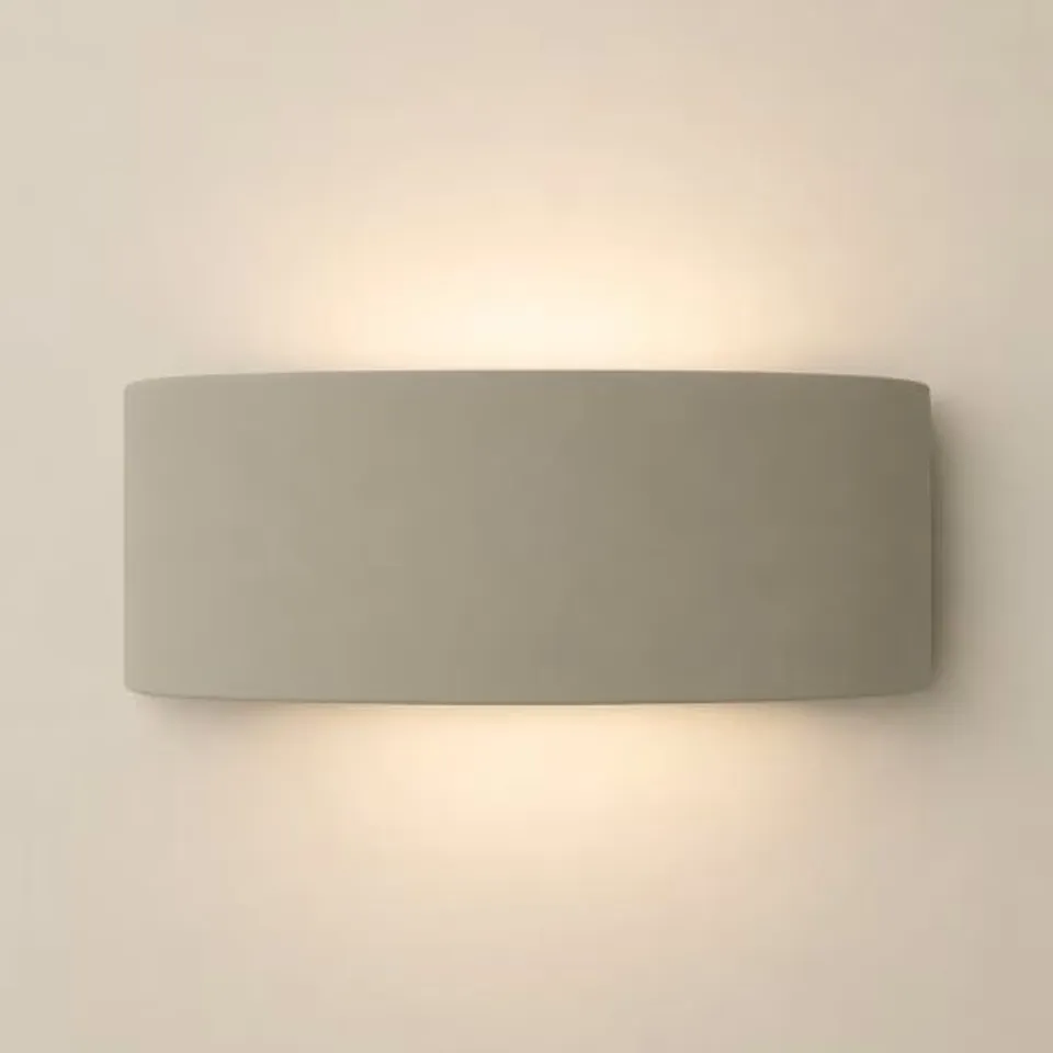 BOXED VINCENT SAGE GRAY CURVED CERAMIC FLUSH WALL LIGHT