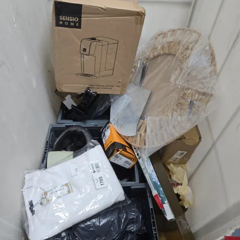CAGE OF APPROXIMATELY 10 ASSORTED ITEMS TO INCLUDE MIRROR (BROKEN) , WATER DISPENSER AND BIKE HELMETS
