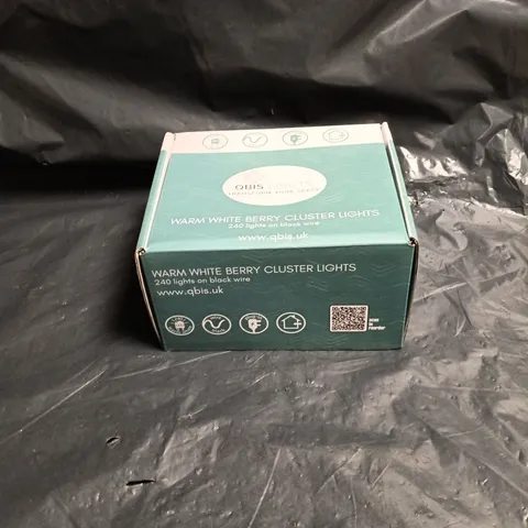 OBIS LIGHTS WARM WHITE BERRY CLUSTER LIGHTS – 240 LIGHTS ON BLACK WIRE 