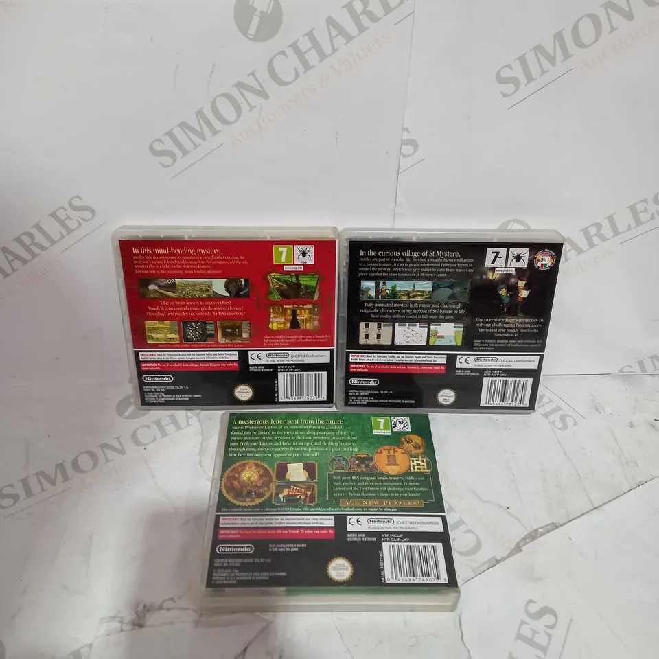 LOT OF 3 PROFESSOR LAYTON NINTENDO DS GAMES